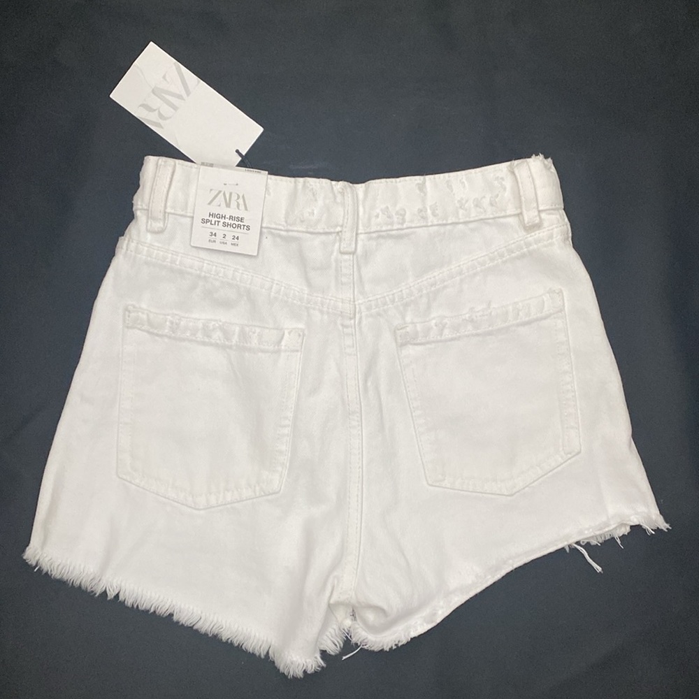ZARA High-Rise Ripped Split Shorts Size 2 - New with tags - Picture 3 of 9